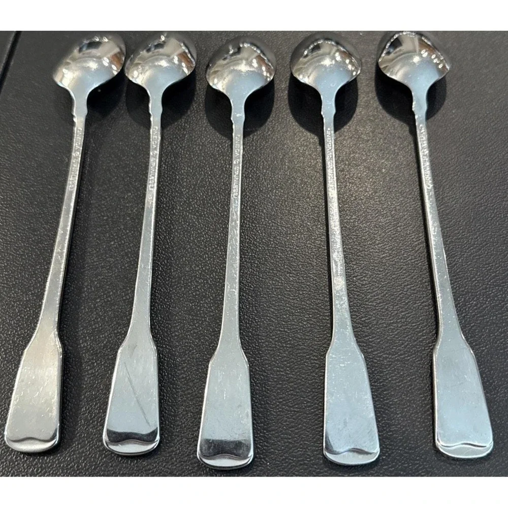 Oneida Cube Sandhurst Iced Tea Spoon Spoons Stainless Steel Flatware Set Of 5